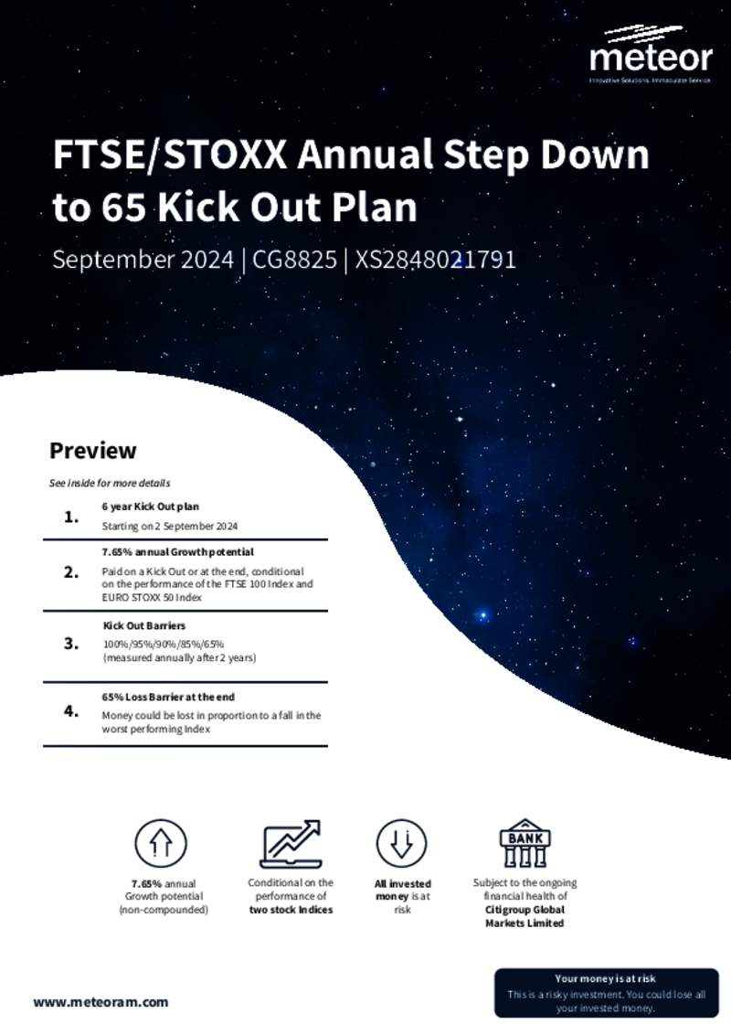 Meteor FTSE/STOXX Annual Step Down to 65 Kick Out Plan September 2024 - CG8825