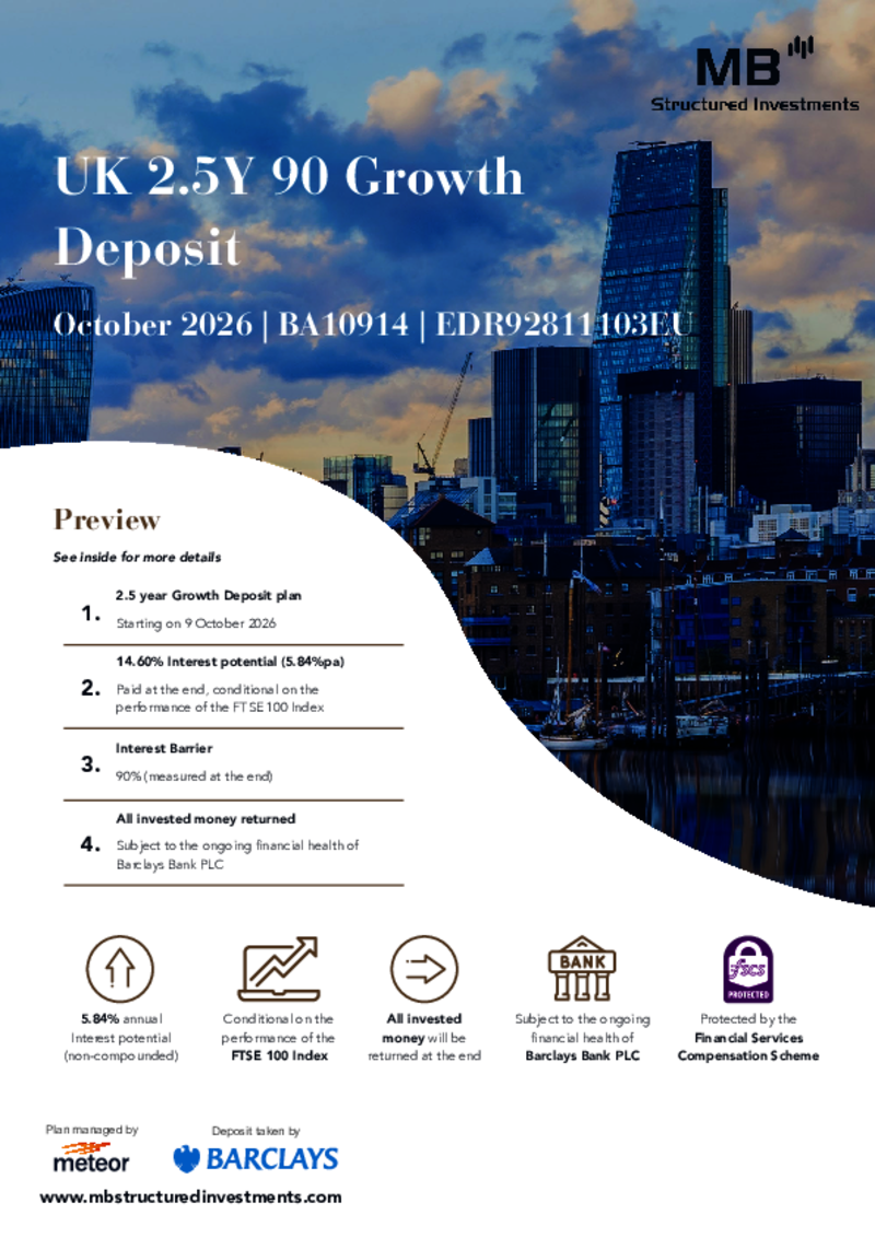 MB Structured Investments UK 2.5Y 90 Growth Deposit October 2026 - BA10914