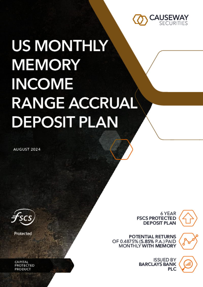 Causeway Securities US Monthly Memory Income Range Accrual Deposit Plan - August 2024