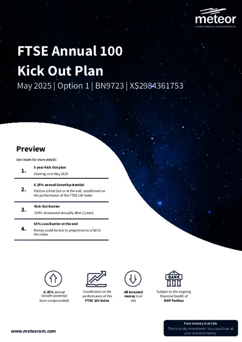 Meteor FTSE Annual 100 Kick Out Plan May 2024 (Option 1) - BN8516