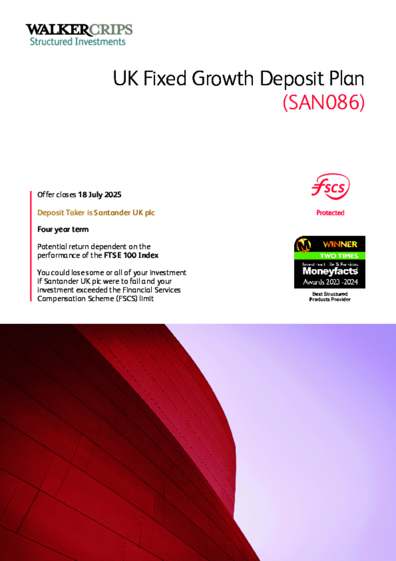 Walker Crips UK Fixed Growth Deposit Plan (SAN086)