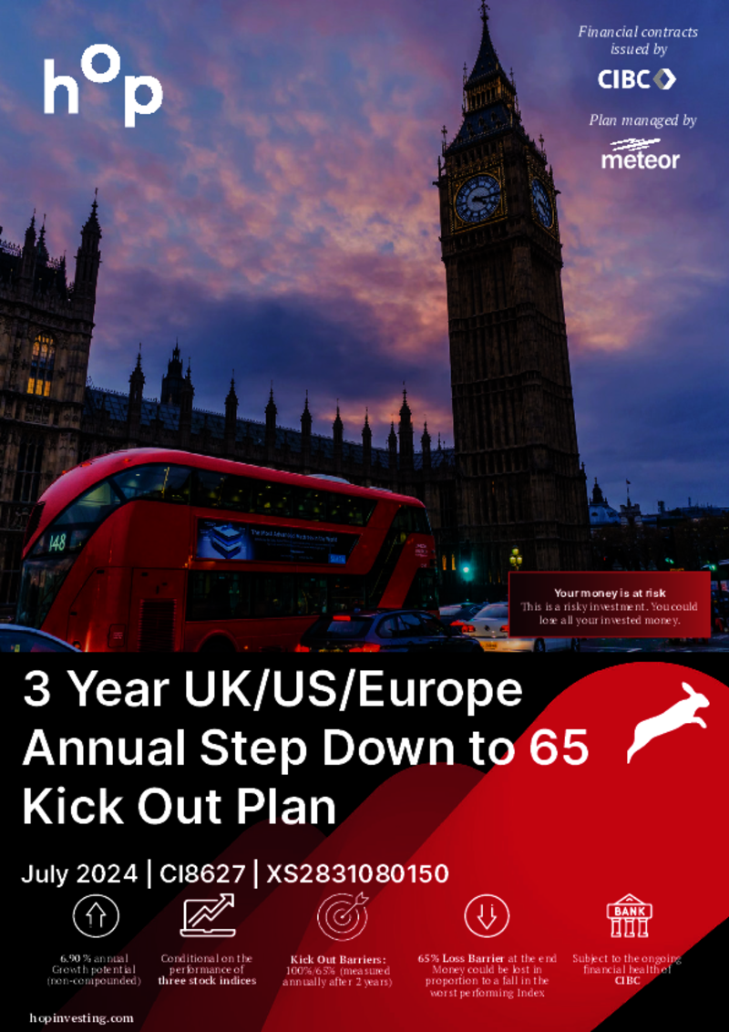 hop investing 3 Year UK/US/Europe Annual Step Down to 65 Kick Out Plan July 2024 - CI8627