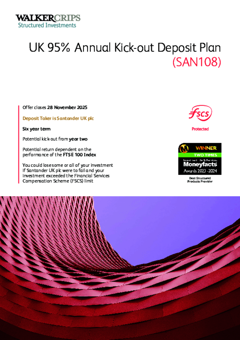Walker Crips UK 95% Annual Kick-out Deposit Plan (SAN108)