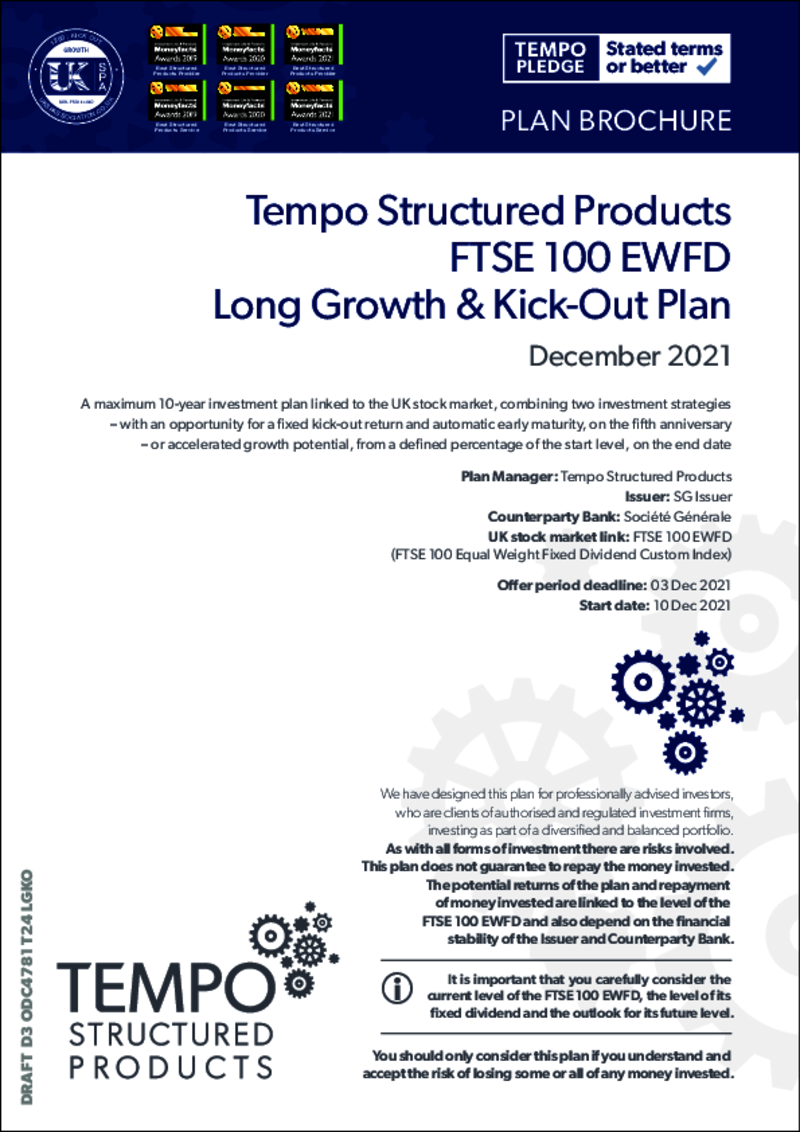 Tempo FTSE 100 EWFD Long Growth & Kick-Out Plan: December 2021