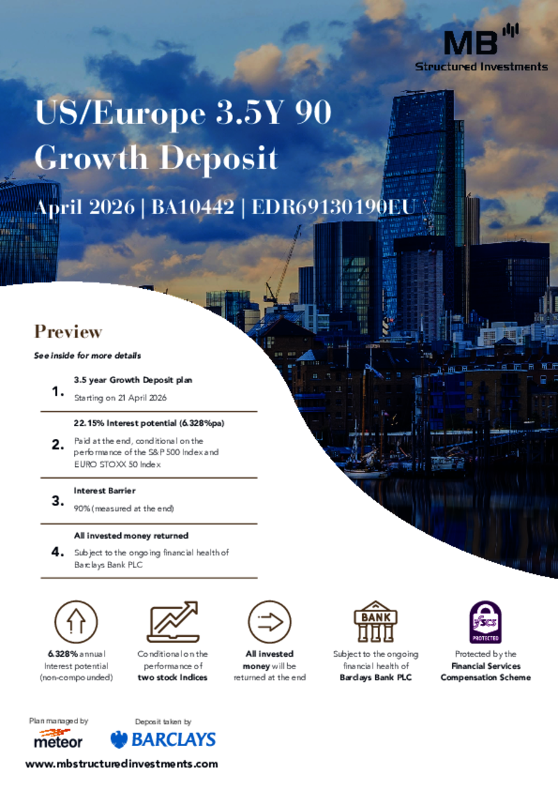 MB Structured Investments US/Europe 3.5Y 90 Growth Deposit February 2026 - BA10332