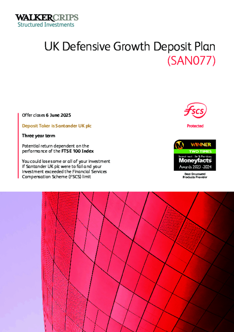 Walker Crips UK Defensive Growth Deposit Plan (SAN068)