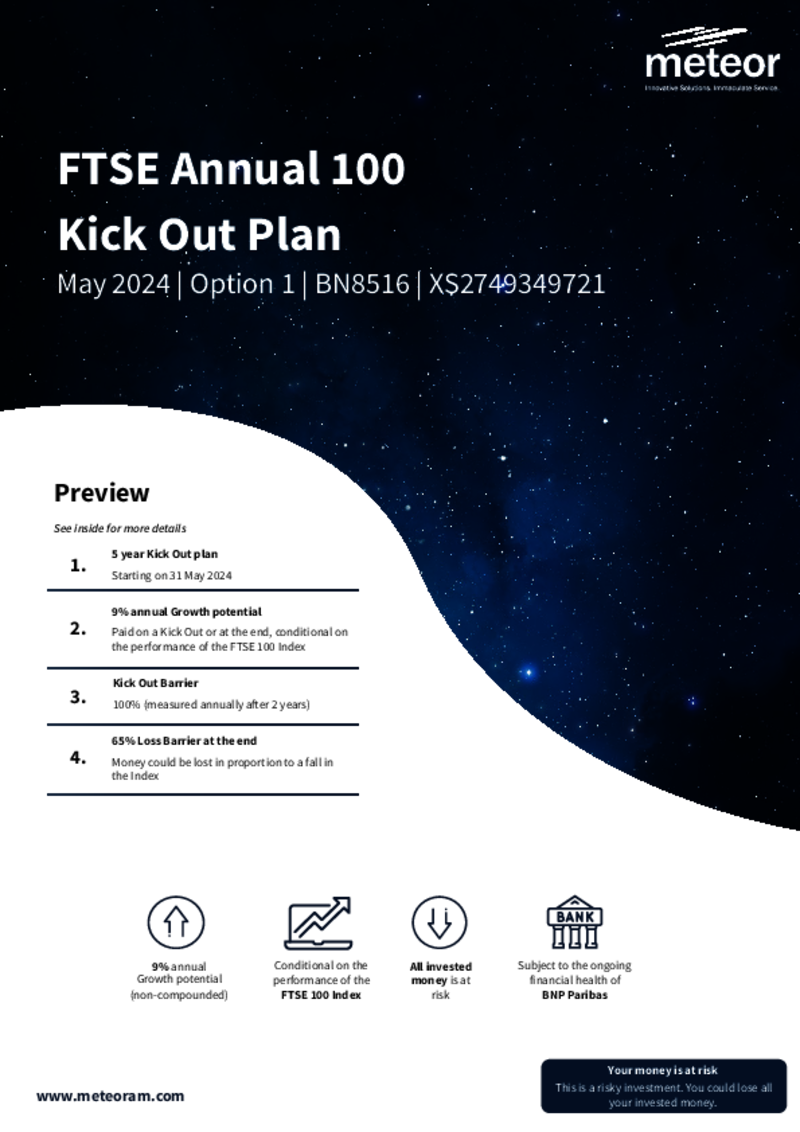 Meteor FTSE Annual 100 Kick Out Plan December 2023 (Option 1) - BN8049