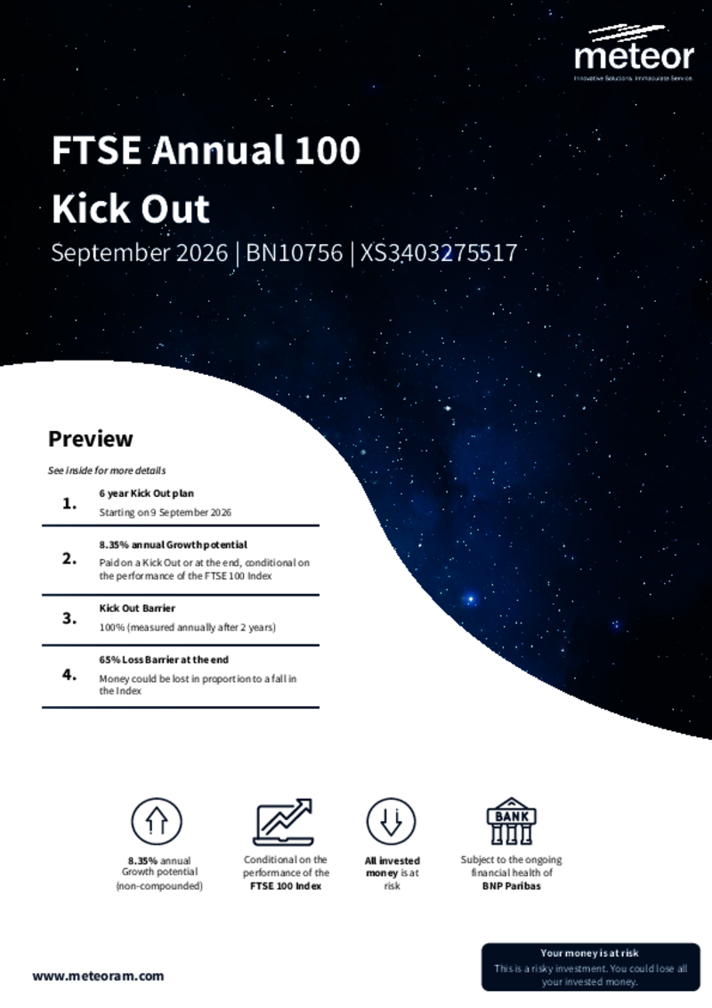 Meteor FTSE Annual 100 Kick Out September 2026 - BN10756