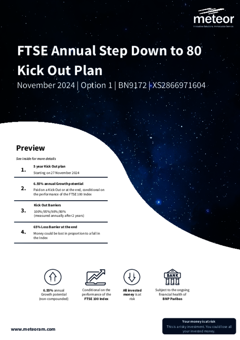 Meteor FTSE Annual Step Down to 80 Kick Out Plan November 2024  Option 1 - BN9172