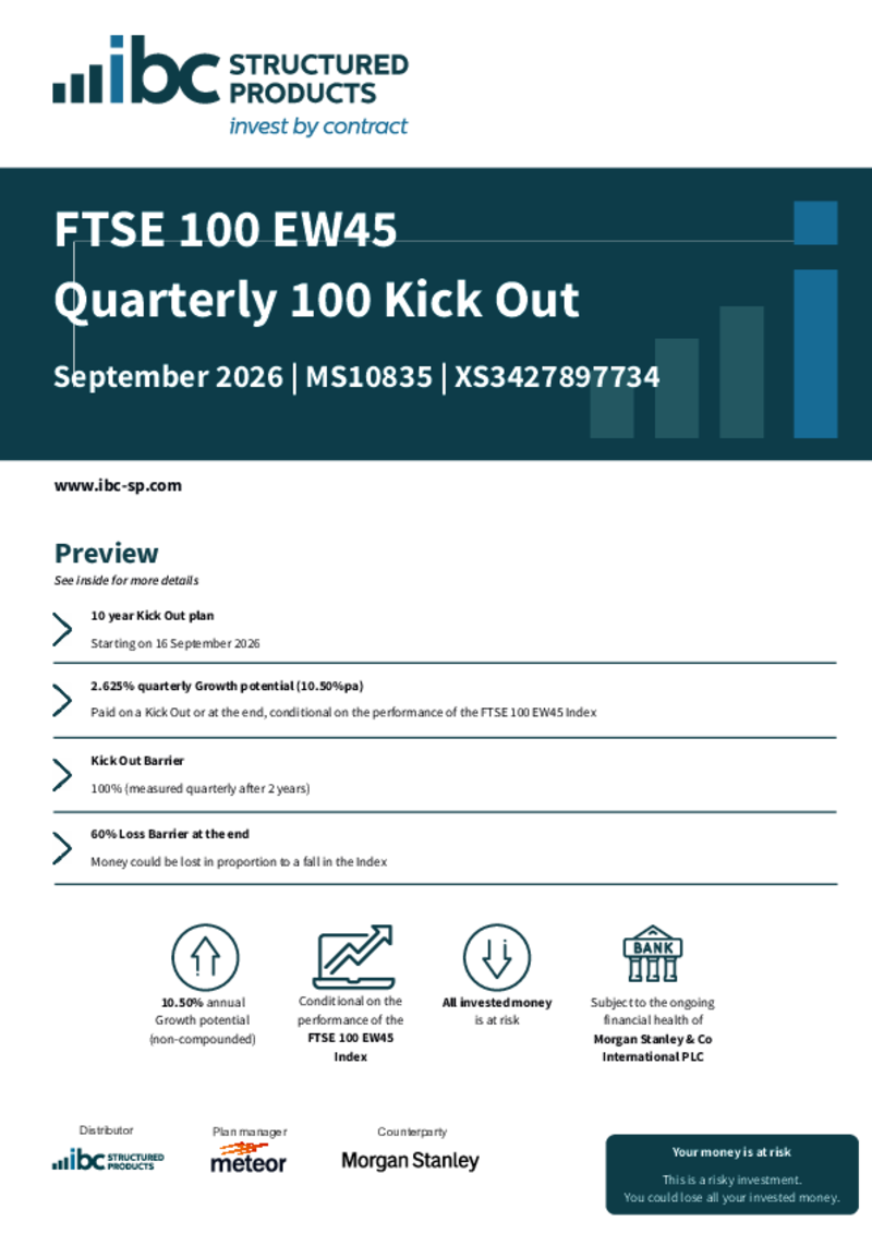 iBC Structured Products FTSE 100 EW45 Quarterly 100 Kick Out September 2026 - MS10835