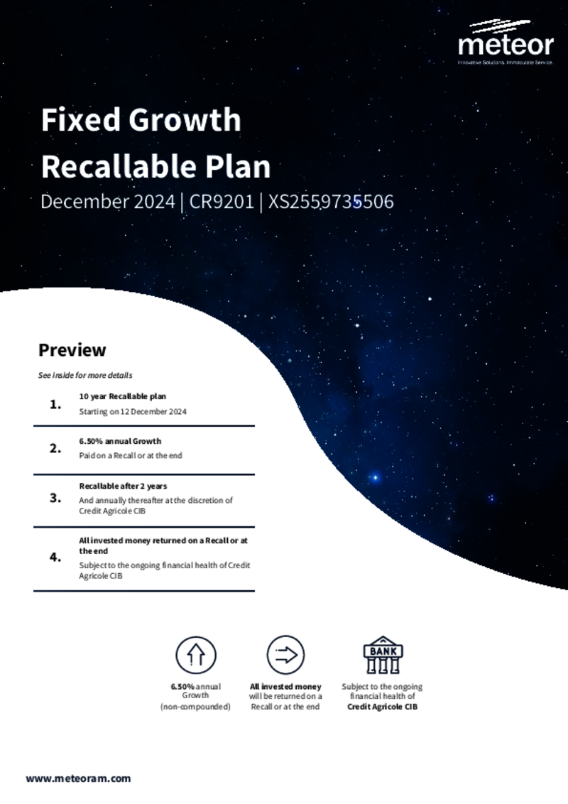 Meteor Fixed Growth Recallable Plan December 2024 - CR9201