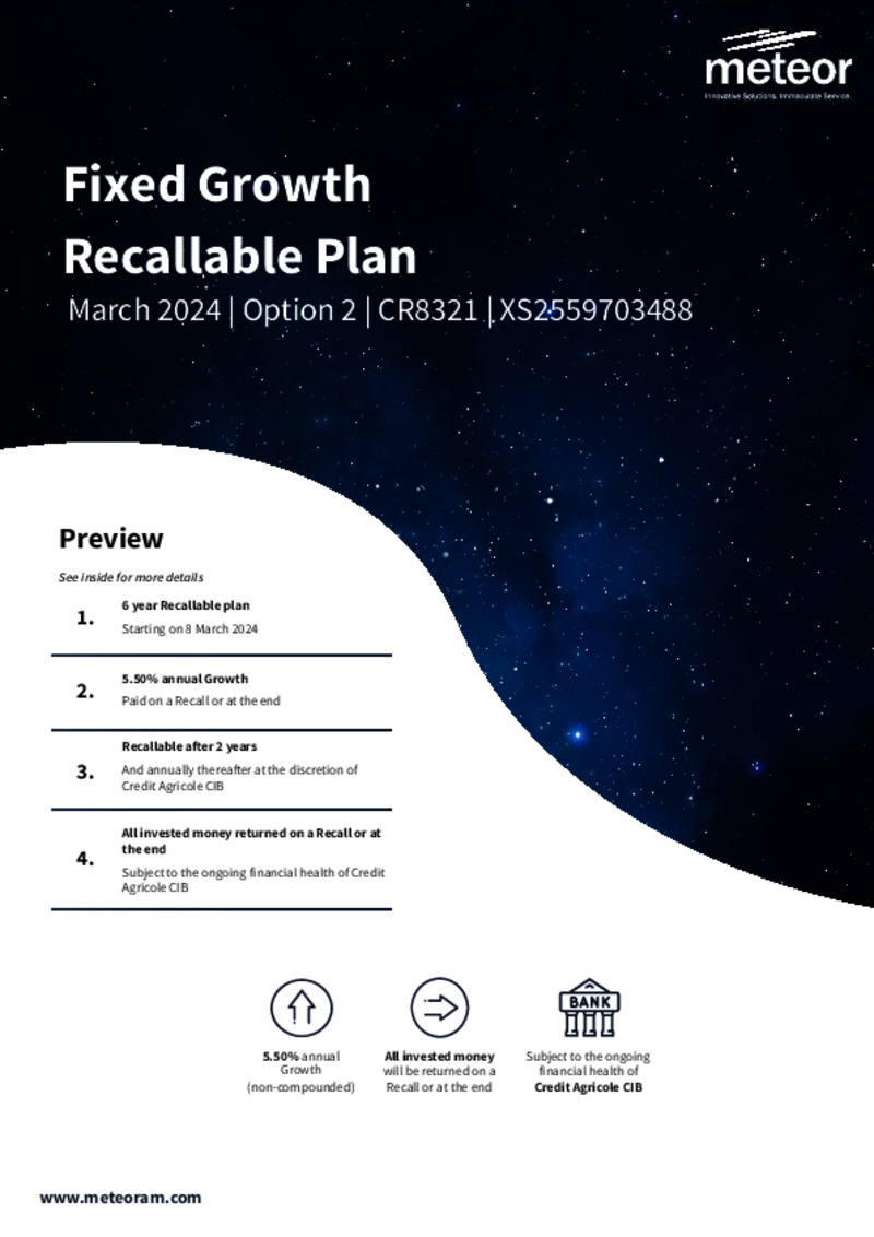 Meteor Fixed Growth Recallable Plan January 2024 (Option 1) - CR8104