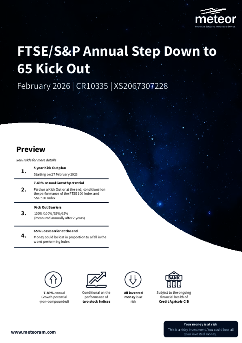 Meteor FTSE/S&P Annual Step Down to 65 Kick Out February 2026 - CR10335