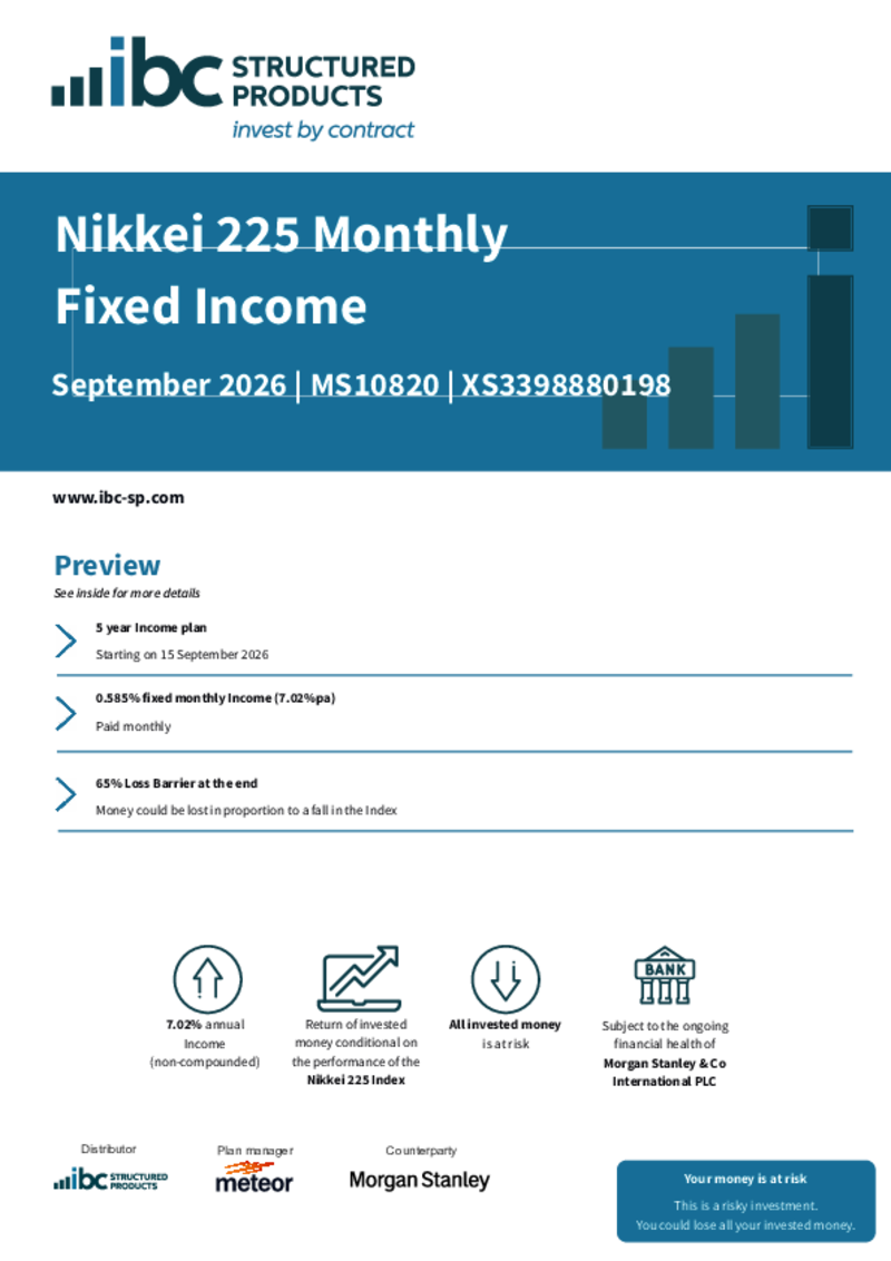 iBC Structured Products Nikkei 225 Monthly Fixed Income September 2026 - MS10820